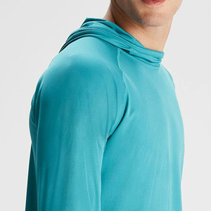 Camiseta con Capucha de Manga Larga para Hombre, Informal, de Alta Calidad, con Logotipo Personalizado en el Frente, Talla Grande, Transpirable, de Secado Rápido, Ajustada, 100% Algodón - Product Image 2
