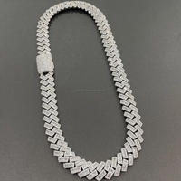 Chaîne cubaine en argent sterling 925 avec diamants Moissanite VVS, style baguette, entièrement sertie, chaîne cubaine hip-hop pour hommes