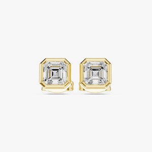 Pendientes de Diamante Cultivado en Laboratorio con Corte Asscher de 1.5CTW, Engastados en Oro Amarillo de 9K, Joyería Fina al por Mayor OEM - Product Image 1