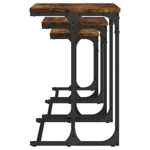 Mesa de Centro Pequeña Encajada en Madera de Roble Ahumado con Acabado Metálico - Product Image 6