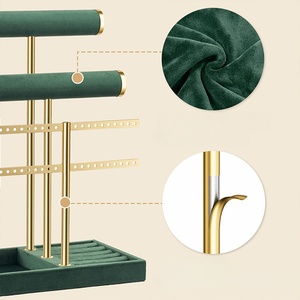 3 Tier Jewellery Stand Organiser Beige Velvet Display for Necklaces, Bracelets, <b>Earrings</b> Jewellery Box for Women with Detachable - Product Image 4
