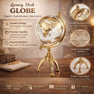 Globo Terráqueo Ejecutivo Premium con Base de Aluminio para Escritorio | Globo Terráqueo Educativo con Mapa Detallado para Escritorio de Oficina, Mesa de Estudio y Decoración del Hogar - Product Image 6