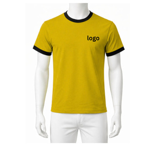 T-shirts pour hommes à manches courtes, tissu respirant, coupe classique, motif uni, impression de logo personnalisée sur le devant, 220 grammes, design vierge - Product Image 1