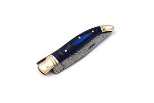 Couteau de poche pliant Laguiole de qualité supérieure, vente en gros directe d'usine, fournisseur artisanal OEM ODM, acier Damas droit - Product Image 3