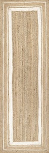 Handmade Natural Jute <b>Runner</b> Rug with White Border – Eco-Friendly Rustic Hallway <b>Carpet</b> - Product Image 2