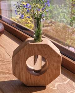 Vase à fleurs en bois massif élégant et personnalisable pour la décoration de maison de luxe, vase à fleurs en bois de style campagnard pour la décoration de style rustique - Product Image 2