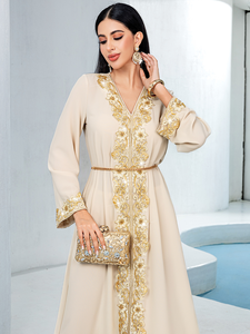 Vestido Abaya Modesto Bordado para Mujer, Lujoso, Estilo Dubái, Personalizable, de Poliéster Ligero y Transpirable, Fabricantes al por Mayor - Product Image 3