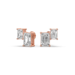 Boucles d'oreilles éthiques en diamant de laboratoire 1,90 carat taille émeraude, or 14 carats, légères, bijoux de mode uniques, vente en gros - Product Image 3