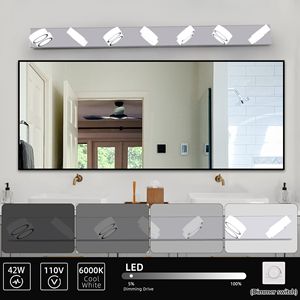 52\" Modern 7-<b>Light</b> LED Vanity <b>Light</b> Fixture <b>Chrome</b> Finish with Energy Efficient Acrylic Shades Dimma Bathroom <b>Wall</b> Sconce - Product Image 4
