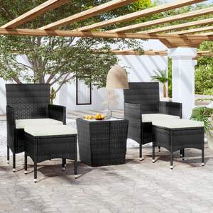 Conjunto de Bistro para Jardín en Negro y Blanco Crema - Product Image 1