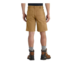 Men's Tan <b>Canvas</b> Shorts Mid Waist Button Fly Casual Style With Pockets Breathable Woven Cotton Fabric - Product Image 2