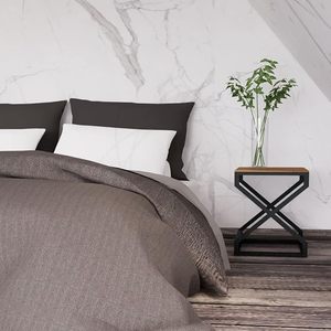 Mesa de Centro Contemporánea con Tapa de Metal Resistente y Marco Geométrico de Metal Negro, Estilo Moderno para Sala de Estar o Dormitorio - Product Image 6