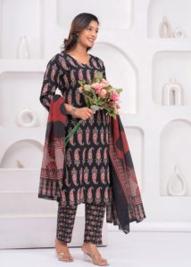 Women's Black Printed Straight <b>Kurti</b> Ethnic Casual Wear Cotton Kurta Indian Traditional Dress Office Work Wear Trendy Outfits - Product Image 6