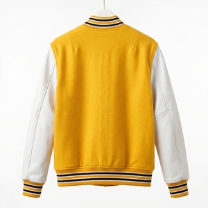 เสื้อแจ็คเก็ตวาร์ซิตี้สีเหลืองขาว Dumela สำหรับผู้ชาย สไตล์ Preppy ปักลายตัวอักษร Letterman แบบ Bomber เสื้อกันหนาวกันลม พร้อมแพทช์โลโก้ G - Product Image 2