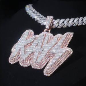 High Quality Styles Mossanite Charm Pendant Silver 925 Iced <b>Custom</b> <b>Name</b> <b>Necklace</b> Men Hip Hop Jewelry Indian Made Gift - Product Image 3