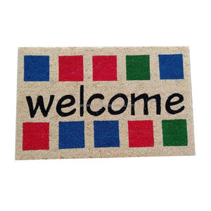 Tapis en fibre de coco blanchie, paillasson d'accueil, tapis en fibre de coco naturelle, design imprimé personnalisé, qualité d'exportation en gros - Product Image 1