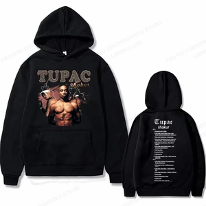 Sweat-shirt à capuche graphique Tupac 2pac pour homme, vêtements de mode, style oversize, hip-hop, confortable, automne-hiver, sweat-shirt décontracté en polaire pour homme - Product Image 2
