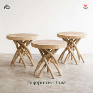 Bumi <b>Rustic</b> Solid Wood Occasional <b>Side</b> <b>Table</b> Elegant Round Accent Stool Twig Base for Living Room Hotel Resort Jepara - Product Image 6
