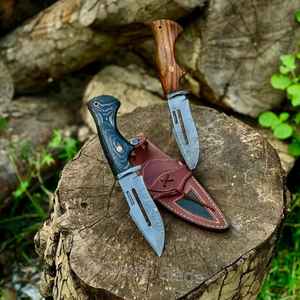 Cuchillos de Caza Hechos a Mano de Primera Calidad, Cuchillos de Supervivencia de Acero de Damasco con Hoja Fija para Campismo y Actividades al Aire Libre, con Funda de Cuero - Product Image 5