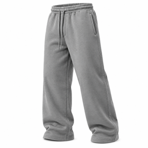 Men's Light Blue Wide Leg Sweatpants <b>Elastic</b> <b>Waist</b> Drawstring Casual <b>Trousers</b> Custom Designed Men's <b>Trousers</b> Manufacturer - Product Image 5