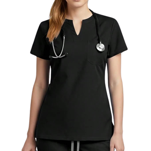 Tenue médicale pour femmes, tricotée en polyester/coton, haut à manches courtes et col en V, pantalon cargo, uniforme d'infirmière, usage hospitalier - Product Image 4