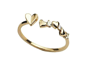 Modern 14K Gold Plated Sterling Silver Heart Diamond Luxury <b>Ring</b> - Product Image 1