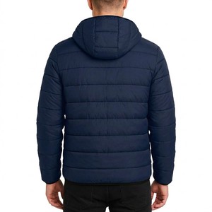 Veste matelassée à capuche bleu marine pour homme, légère, coupe-vent, décontractée, pour l'hiver, coupe régulière, en polyester, fermeture éclair - Product Image 6