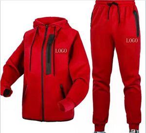 Conjunto de Sudadera con Capucha y Pantalones Deportivos Personalizados, Estampado de Letras, Estilo Urbano, Corte Holgado, para Adultos, Otoño - Product Image 1