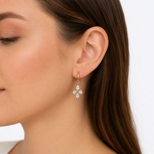 S925 Silver Drop <b>Earrings</b> with French Hook Floral CZ Charm for Sensitive Ears, Custom Women Fine <b>Piercing</b> Jewelry - Product Image 5