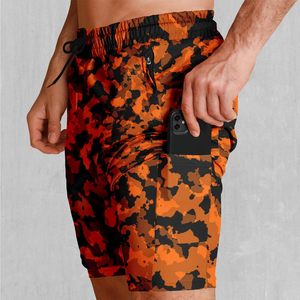 Shorts de bain décontractés pour hommes, imprimés par sublimation, respirants, écologiques, coupe-vent, séchage rapide, taille mi-haute élastique, en polyester et coton - Product Image 3