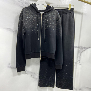 2026 Custom Logo Printing Jogging Wear Men Rhinestones Tracksuit <b>Top</b> Quality Custom Heavyweight <b>Distressed</b> Rhinestone Tracksuit - Product Image 1