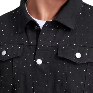 Chaqueta Vaquera Personalizada de Alta Calidad para Hombre, Ligera, Resistente al Viento, Nuevo Diseño, Cuello Camisero, con Pedrería - Product Image 4