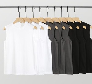 Nouvelle Arrivée Débardeurs de Sport pour Hommes 120g 100% Coton, Tricotés, Teint Uni, Coupe Ample, Grandes Tailles - Product Image 2