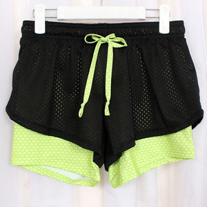 Men's Black Canvas Sport Shorts Neon Green Inner Layer Front Drawstring Waist Breathable Quick Dry Knee Length <b>Athletic</b> Wear - Product Image 4