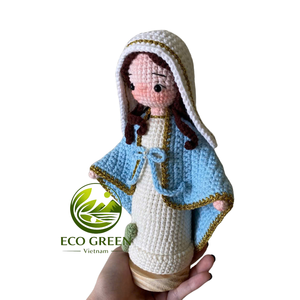 Poupée religieuse Maria en crochet faite à la main avec couronne de chapelet, figurine catholique chrétienne, décoration d'autel à domicile, cadeau décoratif - Product Image 5
