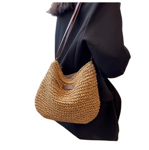 Natural Straw Bag Shoulder Bag Straw Shopper Beach Bag <b>Tote</b> Bag, <b>Raffia</b> Beach Bag From Indian Supplier - Product Image 1