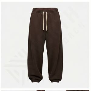 Custom Streetwear Baggy Fit Double Waist Wide Leg Drawstring <b>Fleece</b> Cotton Men Sweatpants Work <b>Trousers</b> Winter <b>Trousers</b> Men - Product Image 2