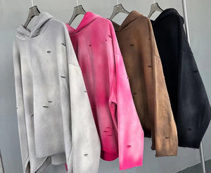 Sudadera con capucha para hombre, personalizada, de algodón grueso, estilo vintage, con efecto desgastado y decolorado por el sol, la más vendida. - Product Image 2