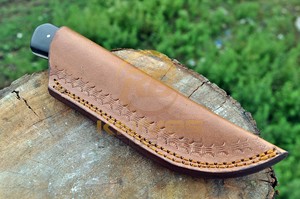 Cuchillo de caza de hoja fija de acero al carbono forjado a mano, punta caída, para bushcraft, con mango de Micarta, grado DIY, a granel - Product Image 6