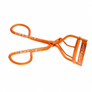 Orange Stainless Steel Eyelash <b>Curler</b> with Floral Design Lightweight Portable Makeup Tool for Easy Use - Product Image 3