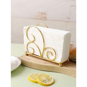 Porta Servilletas de Metal Dorado Vintage, Dispensador de Papel Decorativo con Diseño Floral para Mesa de Cocina, Restaurante, Decoración de Bodas - Product Image 4