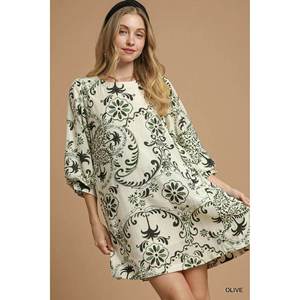 Mini vestido estampado Umgee Boho con mangas globo - Product Image 5