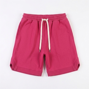 Wholesale Men Solid Pink Drawstring Shorts Casual Mid Waist Knitted Breathable With Pockets - Product Image 1