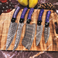 Ensemble de couteaux de cuisine professionnels en acier Damas légers, manche ergonomique en époxy, ambidextres, forgés à la main