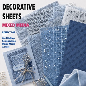 A5 Smoky Blue Mixed Media Specialty <b>Paper</b> Decorative Sheets Handmade for DIY Craft Creation Scrapbooking Card Making Journal - Product Image 1