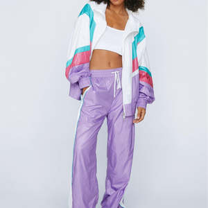 Chaqueta Cortavientos de Nailon con Cierre Completo y Bloques de Color, Transpirable y Elegante, en Lila - Verano 2026, Colores Personalizables, Precios al por Mayor, Proveedor Mayorista - Product Image 1