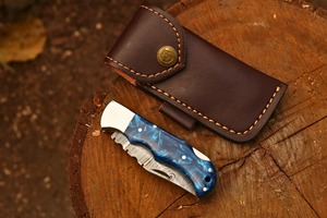 Cuchillo Plegable Multifuncional Personalizado OEM/ODM DIY de Acero de Damasco con Hoja de 0.45mm de Grosor y Mango de Resina Hecho a Mano para Exteriores EDC - Product Image 4