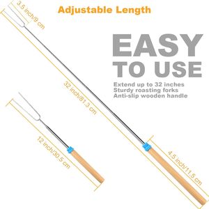 Premium 32-Inch Telescoping Marshmallow Roasting Sticks 10-Piece Fire Pit Skewers Kit Outdoor <b>Cookware</b> for S'mores - Product Image 1