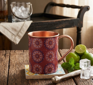 Taza de cobre creativa hecha a mano con tapa a prueba de fugas esmalte impreso Ayurvédico buenos beneficios para la salud vaso de café con aislamiento al vacío - Product Image 1