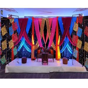 Decoración para ceremonia Sangeet con temática de Bollywood, diseño moderno y colorido para escenario de mehndi, elegante decoración para la noche de Jaggo, en venta en EE. UU. - Product Image 1
